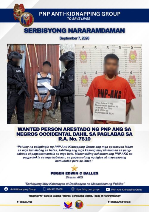 𝐖𝐀𝐍𝐓𝐄𝐃 𝐏𝐄𝐑𝐒𝐎𝐍 𝐀𝐑𝐄𝐒𝐓𝐀𝐃𝐎 𝐍𝐆 𝐏𝐍𝐏 𝐀𝐊𝐆 𝐒𝐀 𝐍𝐄𝐆𝐑𝐎𝐒 𝐎𝐂𝐂𝐈𝐃𝐄𝐍𝐓𝐀𝐋 𝐃𝐀𝐇𝐈𝐋 𝐒𝐀 𝐏𝐀𝐆𝐋𝐀𝐁𝐀𝐆 𝐒𝐀 𝐑.𝐀. 𝐍𝐨. 7610